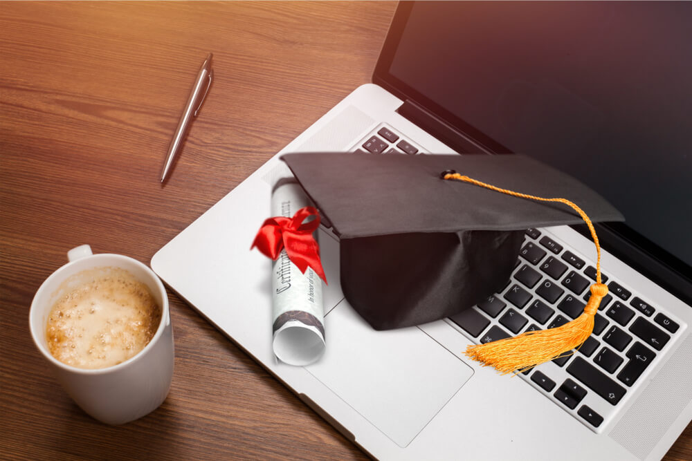 online course graduation diploma education concept