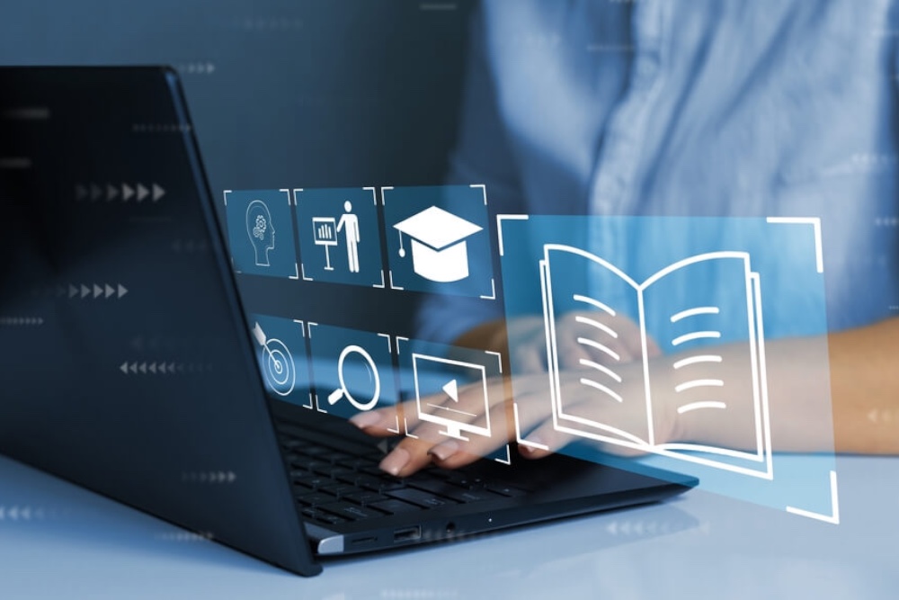 Man attending an online course for a business certificate