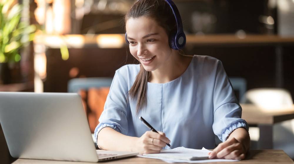 Young woman taking an online vocational course